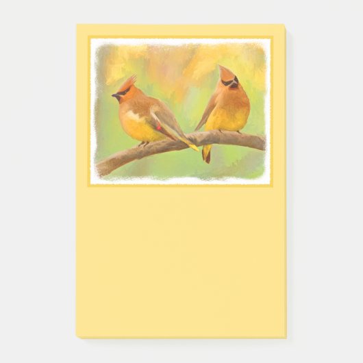 Cedar Waxwing Painting - Cute Original Dog Art Post-it® Notes (Voorkant)
