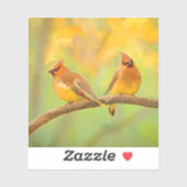 Cedar Waxwing Painting - Cute Original Dog Art Sticker (Vel)