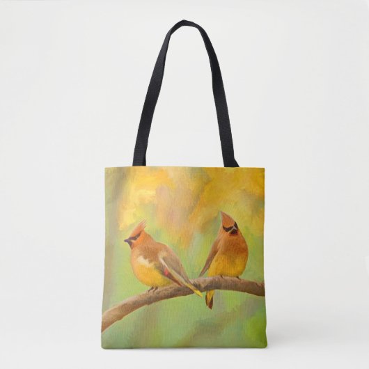 Cedar Waxwing Painting - Cute Original Dog Art Tote Bag (Voorkant)