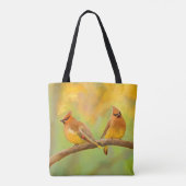 Cedar Waxwing Painting - Cute Original Dog Art Tote Bag (Achterkant)