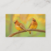 Cedar Waxwing Painting - Cute Original Dog Art Visitekaartje (Achterkant)