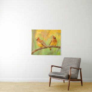 Cedar Waxwing Painting - Cute Original Dog Art Wandkleed