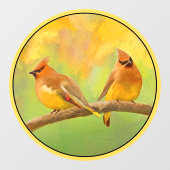 Cedar Waxwing Painting - Schattigee originele Wild Raamsticker (Vel)