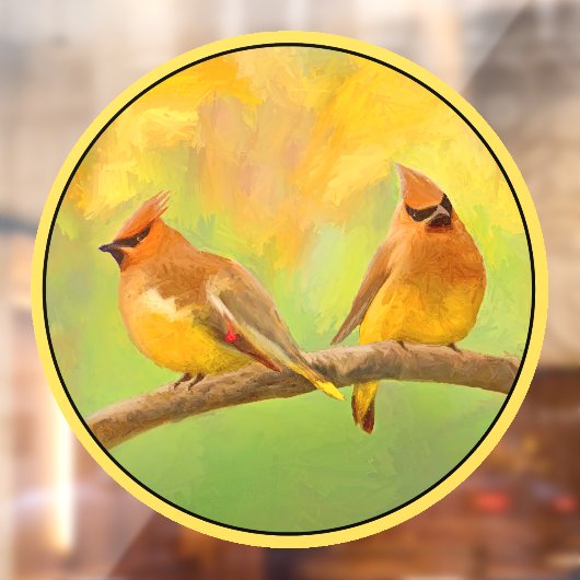 Cedar Waxwing Painting - Schattigee originele Wild Raamsticker (Vel 2)