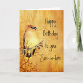 Cedar Waxwing Waterverf Son-in-law Birthday Card Kaart (Voorkant)