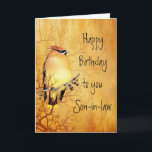 Cedar Waxwing Waterverf Son-in-law Birthday Card Kaart<br><div class="desc">Warm Copper Waterverf schilderij van een Cedar Waxwing Bird Birthday for your Son-in-law</div>
