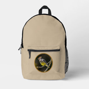 Cedar Waxwing zangvogel origineel wilde vogel foto Bedrukte Rugzak