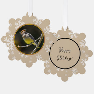 Cedar Waxwing zangvogel origineel wilde vogel foto Ornament Kaart