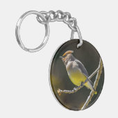 Cedar Waxwing zangvogel origineel wilde vogel foto Sleutelhanger (Voorkant Links)