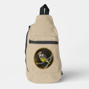 Cedar Waxwing zangvogel origineel wilde vogel foto Sling Bag