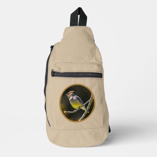 Cedar Waxwing zangvogel origineel wilde vogel foto Sling Bag (Voorkant)
