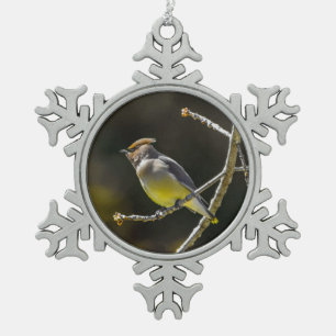Cedar Waxwing zangvogel origineel wilde vogel foto Tin Sneeuwvlok Ornament