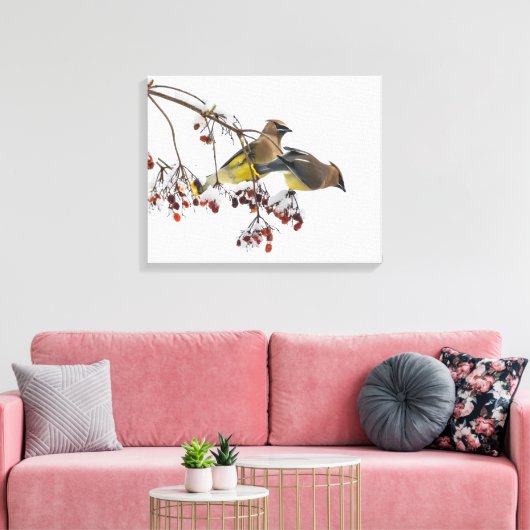 Cedar Waxwings Canvas Afdruk (Insitu (Woonkamer))