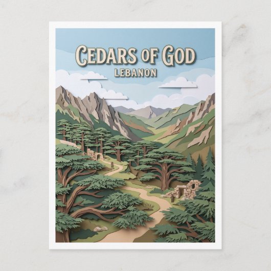 Cedars van God Bsharri Libanon Briefkaart (Voorkant)