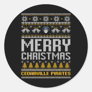 Cedarville Pirates Logo Vrolijk Kerstfeest Lelijk Ronde Sticker