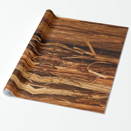Ceder gestructureerd houten schors uitzicht cadeaupapier (Uitgerold)
