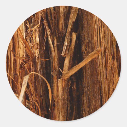 Ceder gestructureerd houten schors uitzicht ronde sticker (Voorkant)