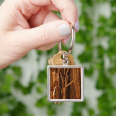 Ceder gestructureerd houten schors uitzicht sleutelhanger (Hand)