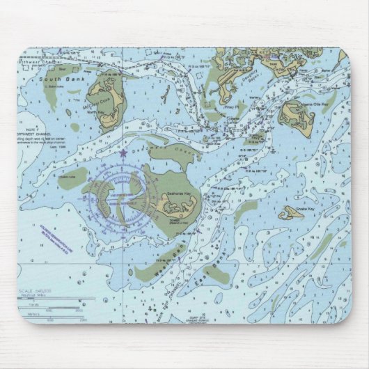 Ceder Keys Florida Nautical Chart Muismat (Voorkant)