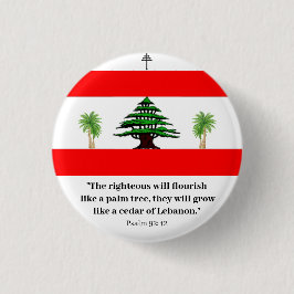 Ceder van Libanon, Psalm 92 Maronitische Kerk Knop Ronde Button 3,2 Cm