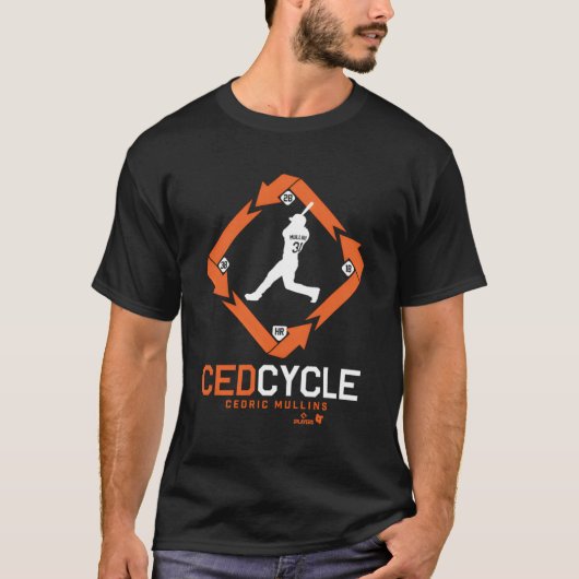 Cedric Mullins Cyclus Baltimore Honkbal T-shirt (Voorkant)