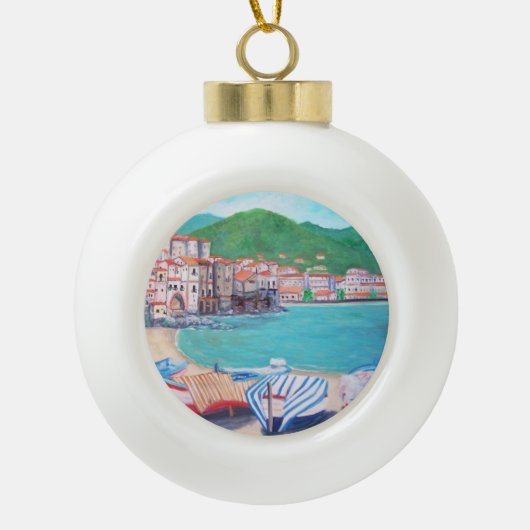 Cefalu Beach - Ceramic Ball Ornament (Voorkant)