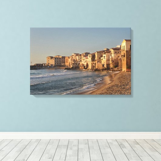 Cefalu, kustplaats Sicilië Canvas Afdruk (Insitu (Houten vloer))