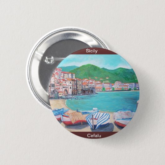 Cefalu, Sicilië Button (Voorkant /achterkant)