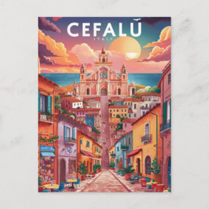 Cefalu, Sicilië, Italië straat Briefkaart