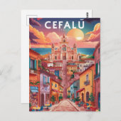 Cefalu, Sicilië, Italië straat Briefkaart (Voorkant / Achterkant)