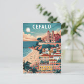 Cefalu, Sicilië, Italië Strand Briefkaart (Staand voorkant)