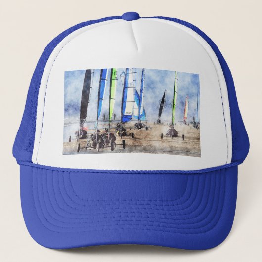 Cefn Sidan Blokart Racenwedstrijd Trucker Pet (Voorkant)