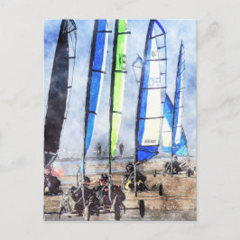 Cefn Sidan Blokart Racingwedstrijd Briefkaart