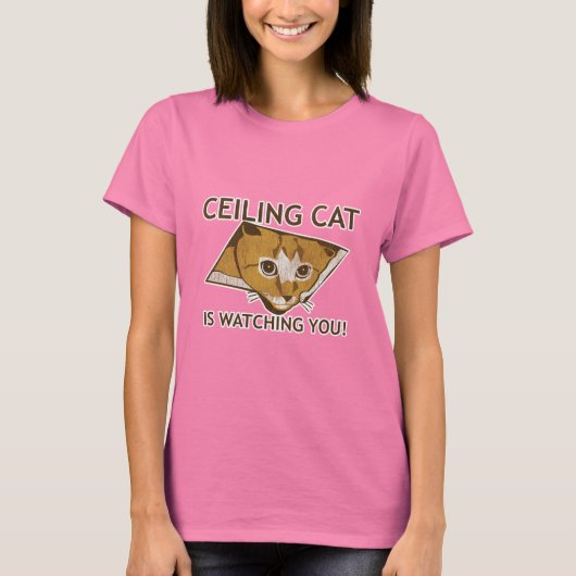 Ceiling Cat kijkt naar je. T-shirt (Voorkant)