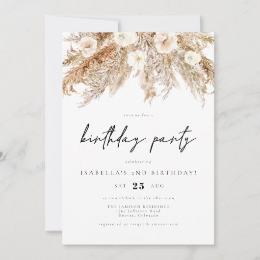 CEIRA Bohemian Desert Pampas Gras Verjaardagsfeest Kaart (Voorkant)