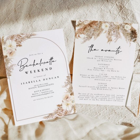 CEIRA Bohemian Pampas Grass Bachelorette Weekend Kaart