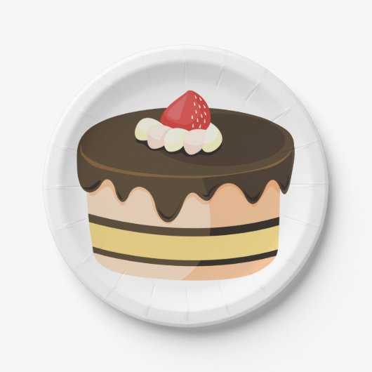 Cek en aardbei papieren bordje (Voorkant)