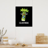 Cel-lery Phone Funny Celery Veggie Pun Dark BG Poster (Keuken)