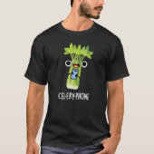 Cel-lery Phone Funny Celery Veggie Pun Dark BG T-shirt (Voorkant)