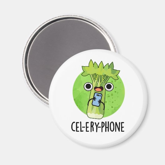 Cel-lery Phone Funny Celery Veggie Pun Magneet (Voorkant / Achterkant)