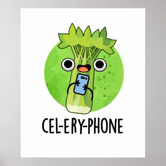 Cel-lery Phone Funny Celery Veggie Pun Poster (Voorkant)