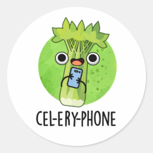 Cel-lery Phone Funny Celery Veggie Pun Ronde Sticker