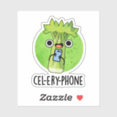 Cel-lery Phone Funny Celery Veggie Pun Sticker (Vel)