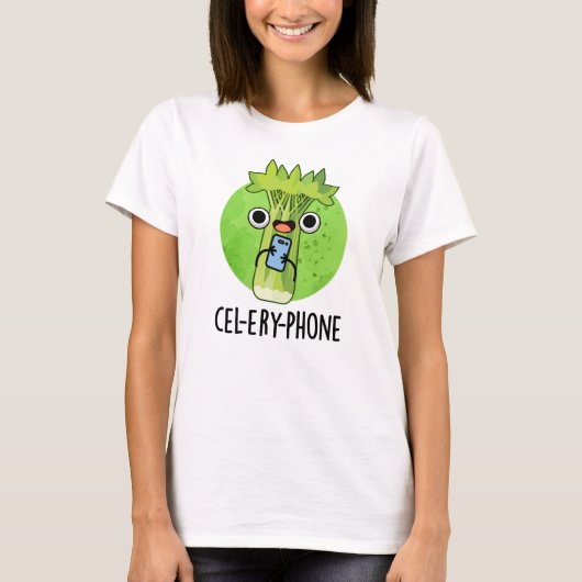 Cel-lery Phone Funny Celery Veggie Pun T-shirt (Voorkant)