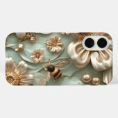 Celadon 3D Bijen en Bloemen Puffy Style Hommels Case-Mate iPhone Case (Achterkant (horizontaal))