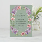 Celadon Amethyst Geschilderde Bruiloft Kaart (Staand voorkant)