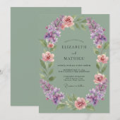 Celadon Amethyst Geschilderde Bruiloft Kaart (Voorkant / Achterkant)