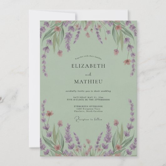 Celadon Amethyst Wisteria Bruiloft Kaart (Voorkant)