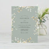 Celadon Blad Bruiloft Kaart (Staand voorkant)