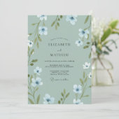 Celadon Bloem Bruiloft Kaart (Staand voorkant)